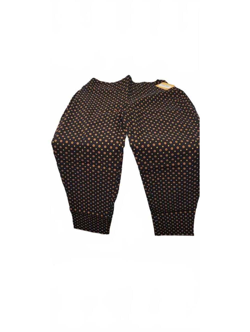 Hybrid & Company Women's Black Ditsy Geometric Multi Color Stretch Pants Size 1X